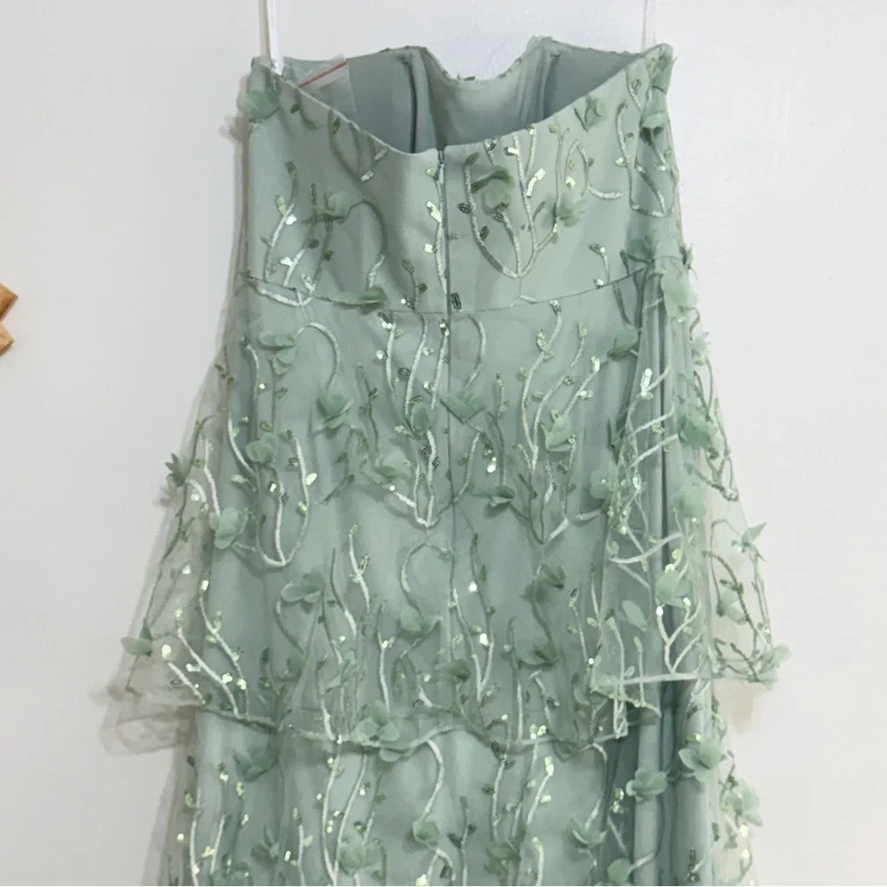 NEW Dessy Collection Sequin Embroidered Tiered Strapless Gown, Size 14
